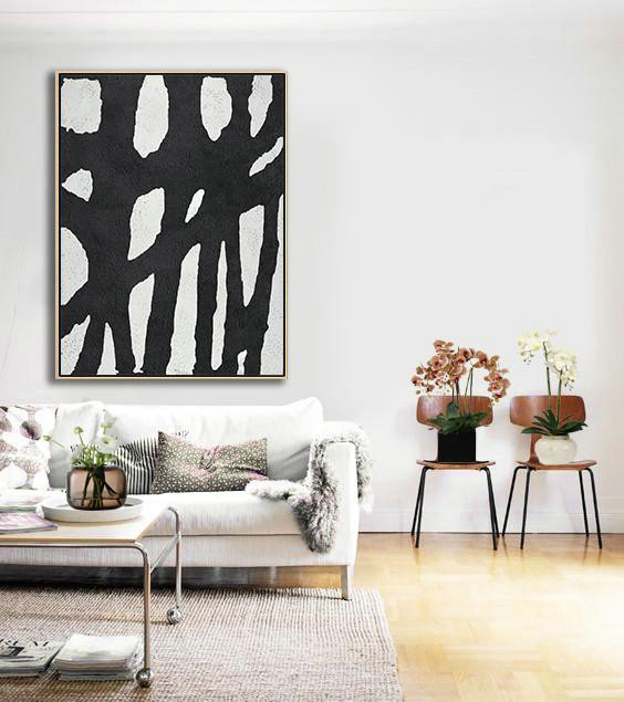 Large Living Room Wall Decor,Black And White Minimalist Painting On Canvas - Contemporary Art Canvas Painting